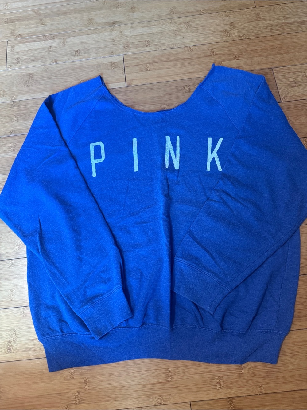PINK Victoria's Secret Royal Blue Crewneck Sweatshirt with White Logo